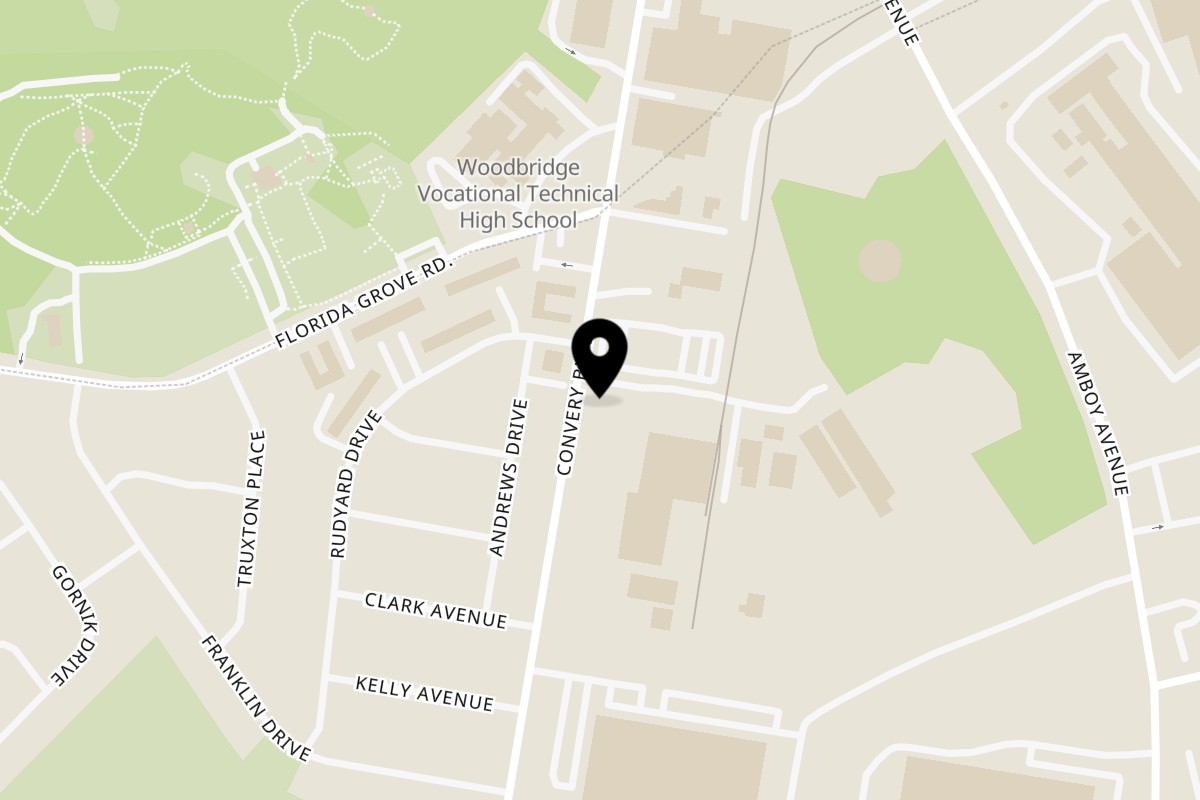 Map showing the location of JamaGrille Sports Bar & Lounge on 1096 Convery Blvd in Perth Amboy